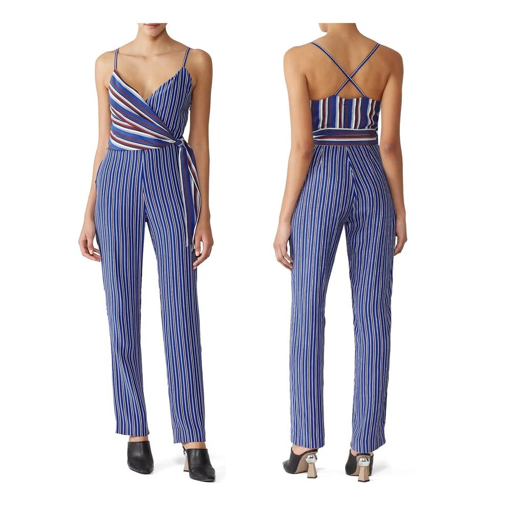 Rag & Bone Felix Stripe Jumpsuit 0 Surplice V-Nec… - image 1